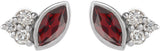 Platinum Marquise Natural Mozambique Garnet Accented Bezel-Set Earrings - view 4