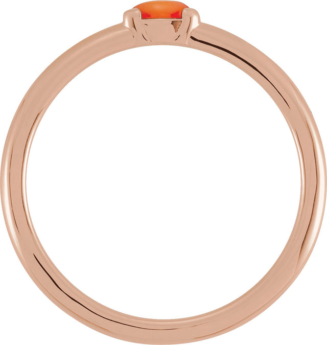 14K Gold Marquise Natural Pink Coral Stackable Ring - Rose Gold - view 2