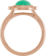 14K Gold Round Natural Diamond Bezel-Set Cabochon Ring - Rose Gold - view 2