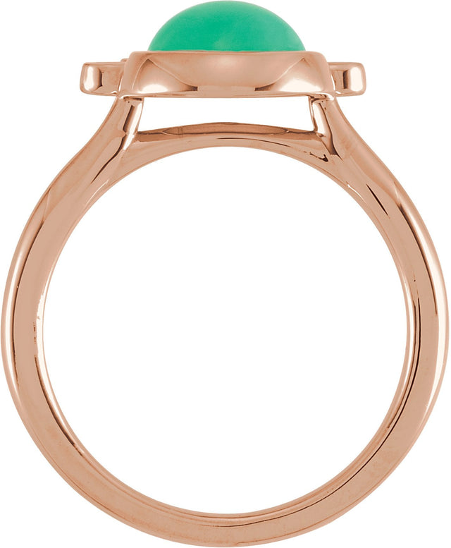 14K Gold Round Natural Diamond Bezel-Set Cabochon Ring - Rose Gold - view 2
