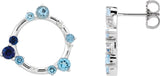 14K Gold Round Natural Diamond Circle Earrings II - White Gold