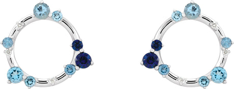 Platinum Round Natural Diamond Circle Earrings II - view 2