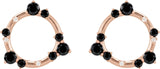 14K Gold Round Natural Black Onyx & Natural Diamond Circle Earrings - Rose Gold - view 2