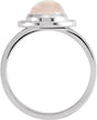 Platinum Oval Natural Rainbow Moonstone & Natural Diamond Halo-Style Cabochon Ring