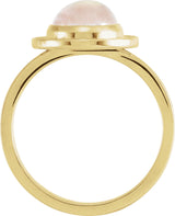 14K Gold Oval Natural Rainbow Moonstone & Natural Diamond Halo-Style Cabochon Ring – 7x5mm - Yellow Gold - view 2