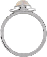 Platinum Oval Natural Rainbow Moonstone & Natural Diamond Halo-Style Cabochon Ring - view 2