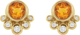 14K Gold Round Natural Citrine Accented Bezel-Set Earrings - Yellow Gold - view 5