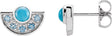 14K Gold Round Natural Turquoise & Natural Aquamarine Fan Earrings - White Gold