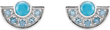 Platinum Round Natural Turquoise & Natural Aquamarine Fan Earrings - view 2