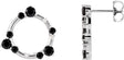 Platinum Round Natural Black Onyx & Natural Diamond Circle Earrings