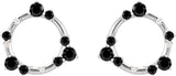 14K Gold Round Natural Black Onyx & Natural Diamond Circle Earrings - White Gold - view 2
