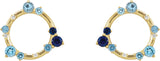 14K Gold Round Natural Diamond Circle Earrings II - Yellow Gold - view 2