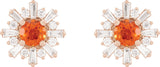 14K Gold Round Natural Mexican Fire Opal & Natural Diamond Halo-Style Star Earrings – 5mm Stones - Rose Gold - view 2