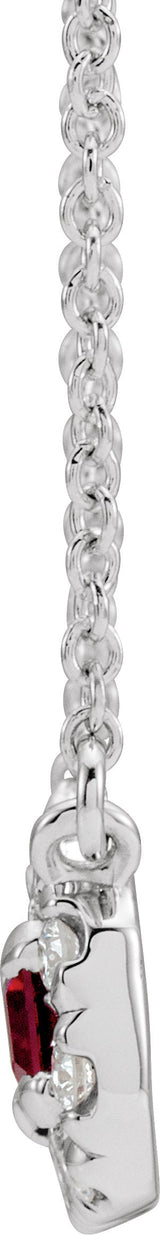 14K Gold Emerald Lab-Grown Ruby & Natural Diamond French-Set Halo-Style Necklace - White Gold - view 2