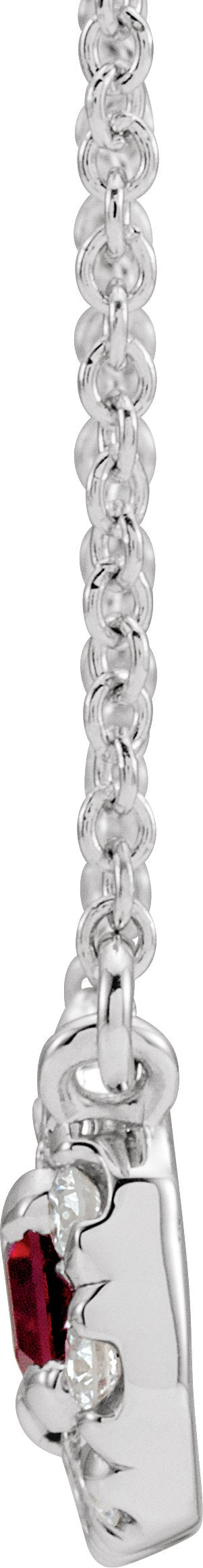 Platinum Emerald Lab-Grown Ruby & Natural Diamond French-Set Halo-Style Necklace - view 2