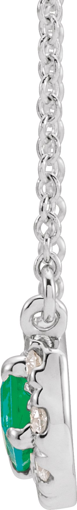 Platinum Emerald Natural Emerald & Natural Diamond French-Set Halo-Style Necklace - view 2