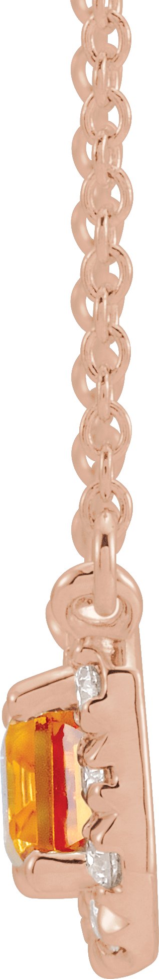 14K Gold Emerald Natural Citrine & Natural Diamond French-Set Halo-Style Necklace - Rose Gold - view 2
