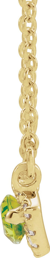 14K Gold Marquise Natural Peridot & Natural Diamond French-Set Halo-Style Necklace - Yellow Gold - view 2