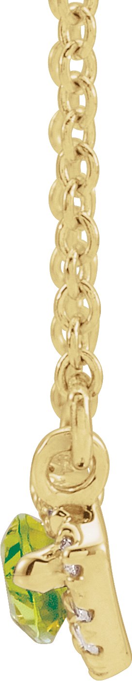 14K Gold Marquise Natural Peridot & Natural Diamond French-Set Halo-Style Necklace - Yellow Gold - view 2