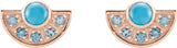14K Gold Round Natural Turquoise & Natural Aquamarine Fan Earrings - Rose Gold - view 2