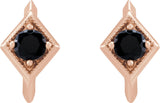 14K Gold Round Natural Black Onyx Geometric Hoop Earrings - Rose Gold - view 2
