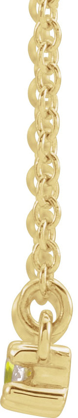 14K Gold Straight Baguette Natural Peridot Accented Bar Necklace – 1/8 CTW - Yellow Gold - view 3