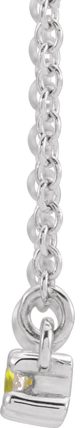 Platinum Straight Baguette Natural Peridot Accented Bar Necklace – 1/8 CTW - view 4