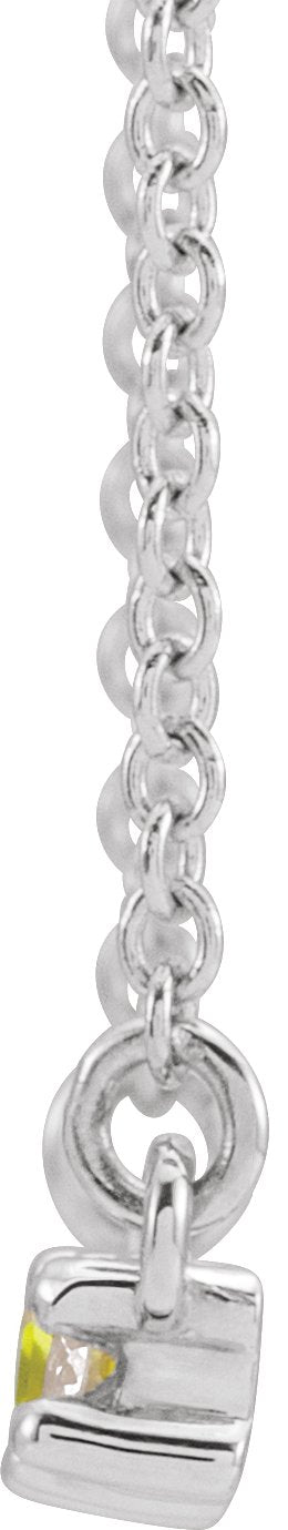 Platinum Straight Baguette Natural Peridot Accented Bar Necklace – 1/8 CTW - view 4