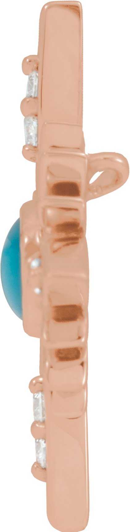 14K Gold Oval Natural Turquoise & Natural Diamond Star Necklace or Pendant - Rose Gold - view 2