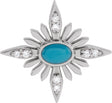 Platinum Oval Natural Turquoise & Natural Diamond Star Necklace or Pendant