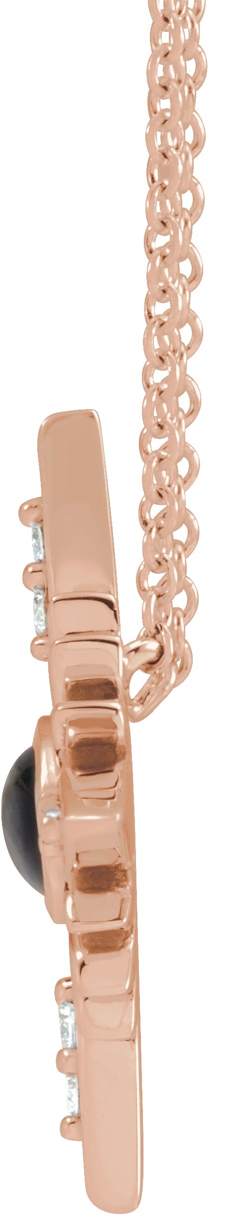 14K Gold Oval Natural Black Onyx & Natural Diamond Star Necklace or Pendant - Rose Gold - view 2