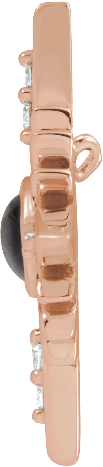 14K Gold Oval Natural Black Onyx & Natural Diamond Star Necklace or Pendant - Rose Gold - view 2