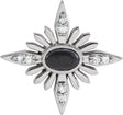 Platinum Oval Natural Black Onyx & Natural Diamond Star Necklace or Pendant