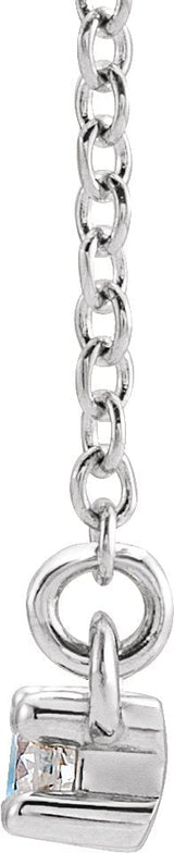 Platinum Straight Baguette Natural Aquamarine Accented Bar Necklace – 1/8 CTW - view 5