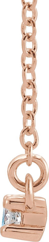 14K Gold Straight Baguette Natural Aquamarine Accented Bar Necklace – 1/8 CTW - Rose Gold - view 5
