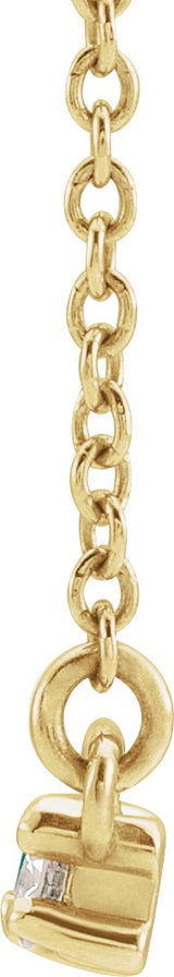 14K Gold Straight Baguette Natural Emerald Accented Bar Necklace – 1/8 CTW - Yellow Gold - view 5