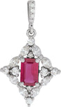 Platinum Emerald Natural Ruby & Natural Diamond Halo-Style Necklace or Pendant