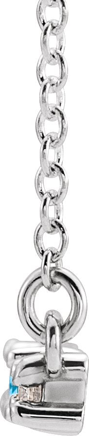 Platinum Straight Baguette Natural Blue Zircon Accented Bar Necklace - view 5