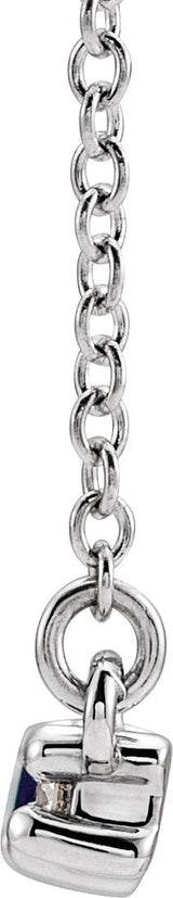 Platinum Straight Baguette Lab-Grown Blue Sapphire Accented Bar Necklace – 1/8 CTW - view 5