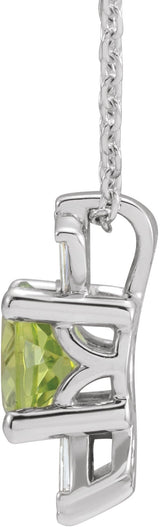 14K Gold Round Natural Peridot & Natural Diamond Accented Necklace or Pendant – 1/6 CTW - White Gold - view 2