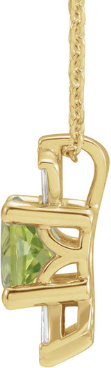 14K Gold Round Natural Peridot & Natural Diamond Accented Necklace or Pendant – 1/6 CTW - Yellow Gold - view 2