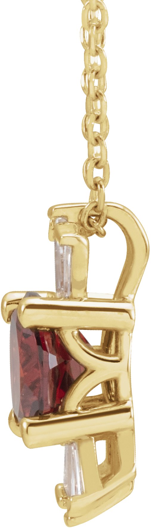 14K Gold Round Natural Mozambique Garnet & Natural Diamond Accented Necklace or Pendant – 1/6 CTW · 6mm - Yellow Gold - view 2