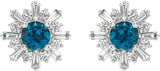 Platinum Round Natural London Blue Topaz & Natural Diamond Halo-Style Star Earrings II - view 2