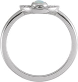 14K Gold Round Natural Ethiopian Opal & Natural Pink Sapphire Fan Ring - White Gold - view 2