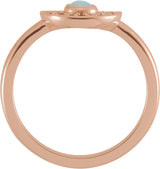 14K Gold Round Natural Ethiopian Opal & Natural Pink Sapphire Fan Ring - Rose Gold - view 2
