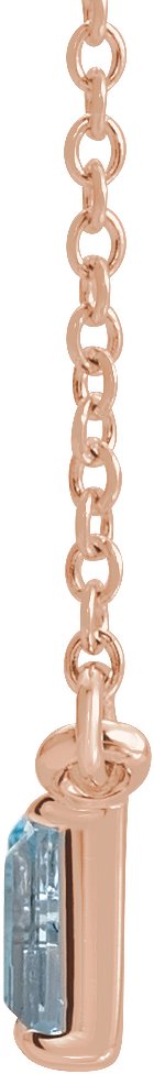 14K Gold Natural Diamond Accented Baguette Bar Necklace - Rose Gold - view 2
