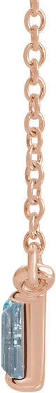 14K Gold Natural Diamond Accented Baguette Bar Necklace - Rose Gold - view 2