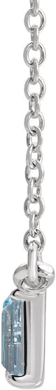 14K Gold Natural Diamond Accented Baguette Bar Necklace - White Gold - view 2