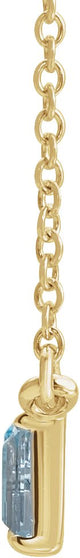 14K Gold Natural Diamond Accented Baguette Bar Necklace - Yellow Gold - view 2