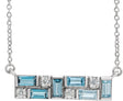 Platinum Natural Diamond Accented Baguette Bar Necklace